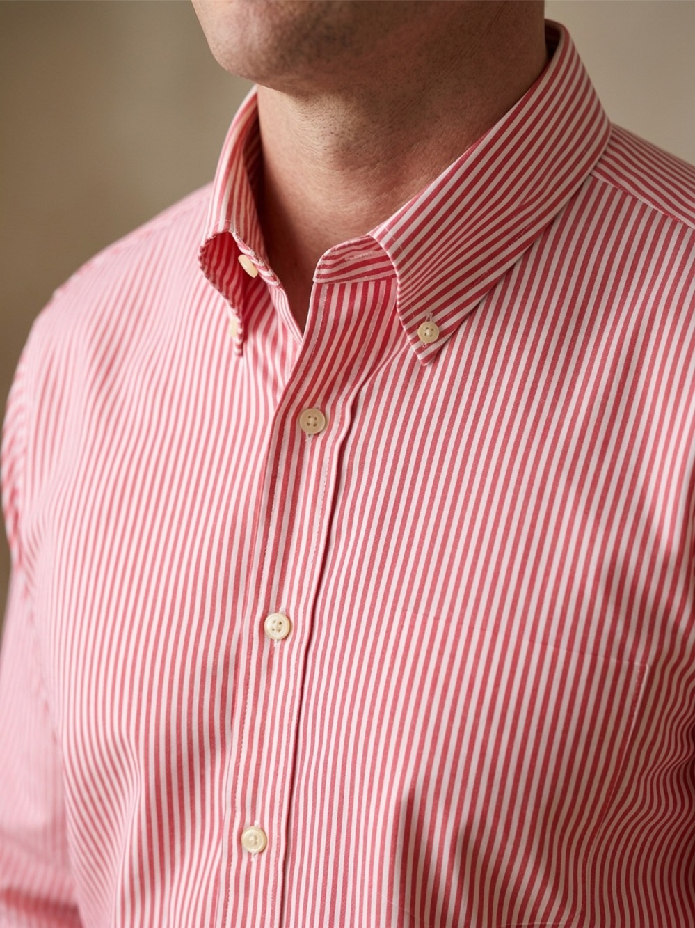 Paul Fredrick Red & White Striped Button-Down Dress Shirt